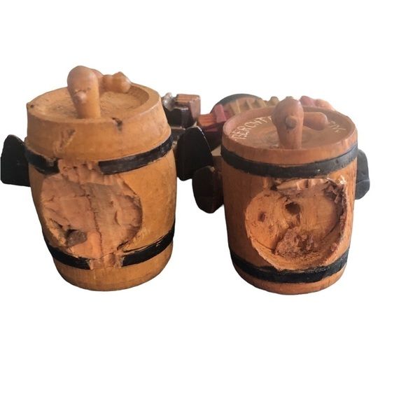 VTG Hard~Carved Set of 3 German Wine Cork Toppers Wood 3” Wine Tasting Colorful - Picture 5 of 14